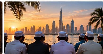 Members of the Dubai Bearys community together, overlooking the Dubai skyline